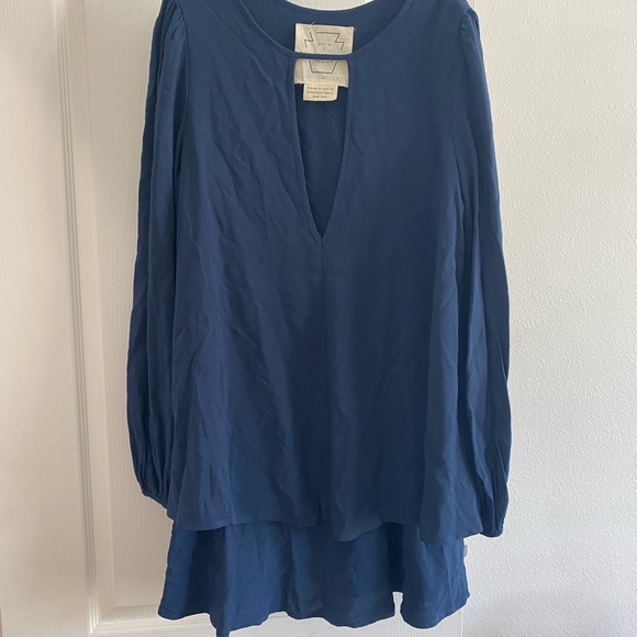 Free People Made in Philadelphia Blue Beck Dress SZ L - Picture 2 of 5